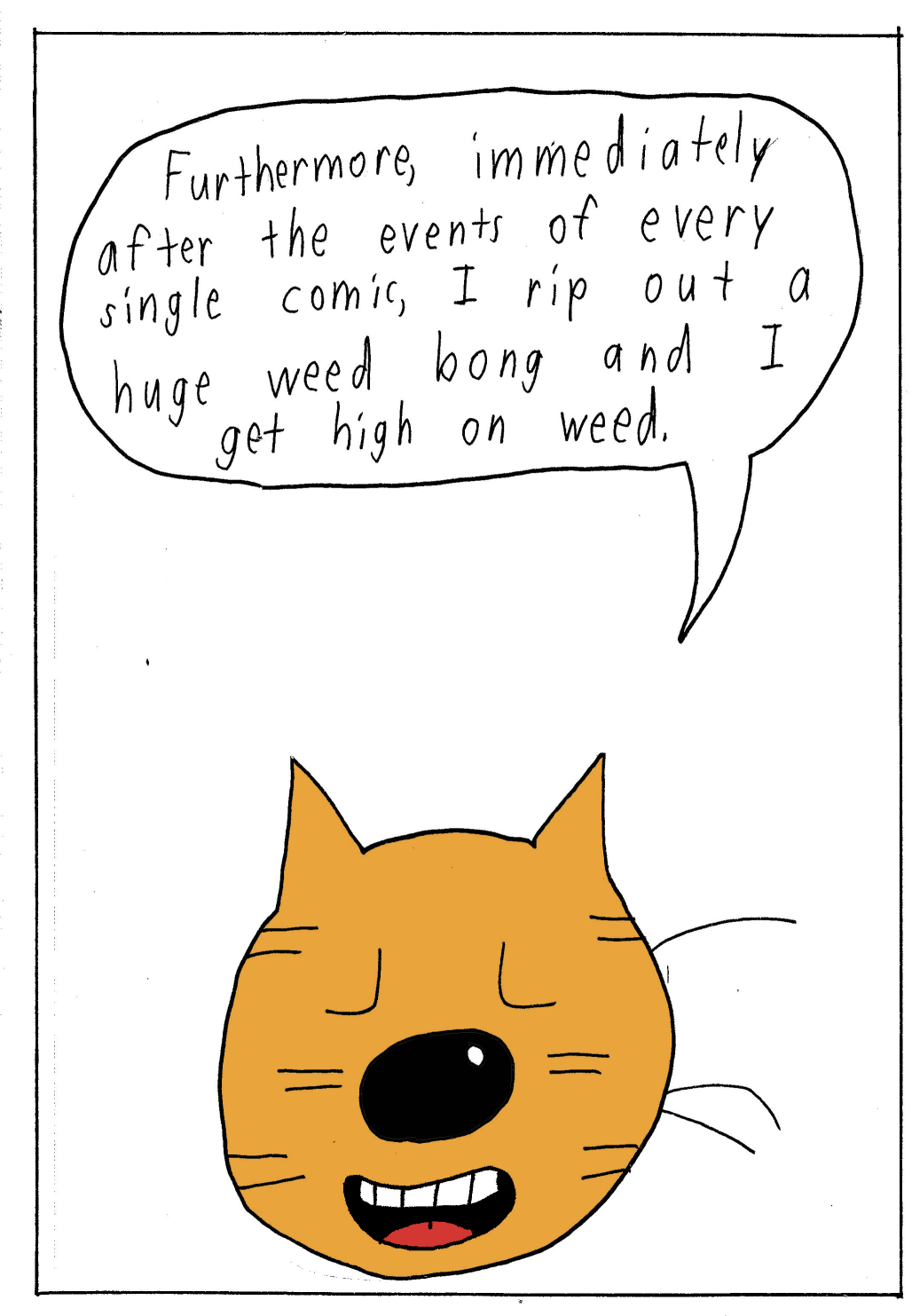 Furthermore, immediately after the events of every single comic, I whip out a huge weed bong and get high on weed.